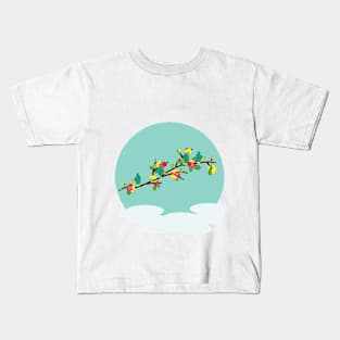 BLUE BIRDS ON A BRANCH Kids T-Shirt